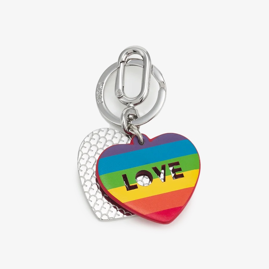 [Mã FAPREBAU giảm 300k đơn 2 triệu] Móc Khóa Nữ FURLA Rainbow Keyring Heart