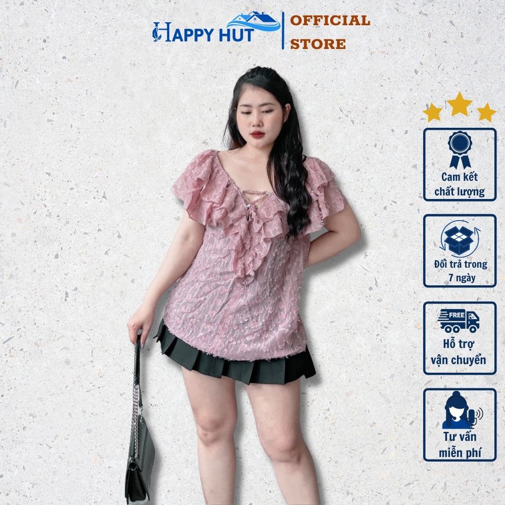 Áo bsize nữ kểu bánh bèo cổ V tay phồng ngắn phong cách trẻ trung năng động có size từ (60-95kg) cho