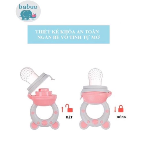 [HCM - SIÊU RẺ] Túi nhai ăn dặm chống hóc Babuu - tặng kèm dây xích và 02 núm