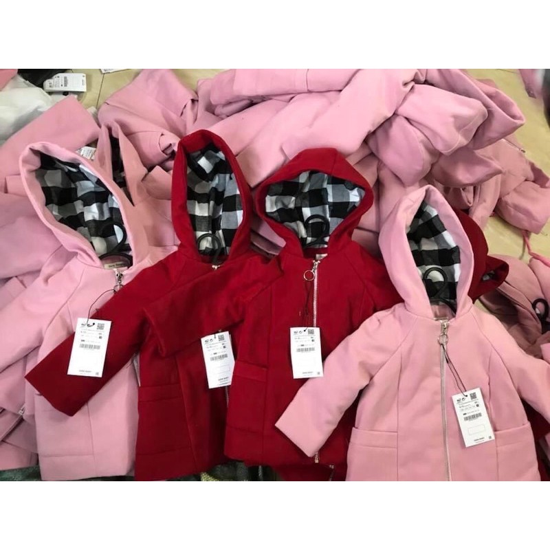 áo dạ đỏ - hồng zara size 9/12m - 3/4y