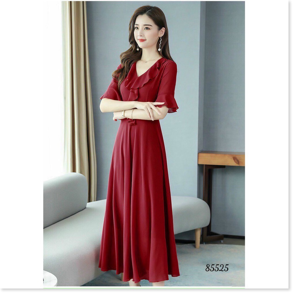 ĐẦM VOAN Ý,THIẾT KẾ HỌA TIẾT TRƠN NHƯNG KHÔNG KÉM PHẦN SANG TRỌNG  THỜI TRANG KME.STORE