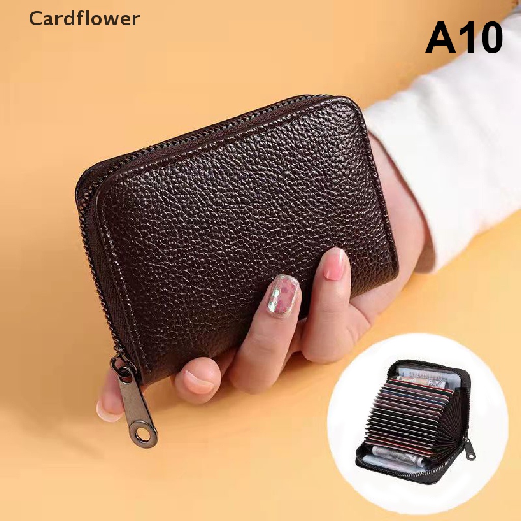 &lt; Cardflower &gt; Ví Đựng Thẻ Tín Dụng Thẻ Tín Dụng Có Dây Kéo Sức Chứa Lớn Dompet Penyekat RFID Đang Giảm Giá