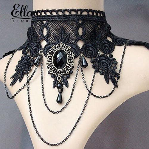 Vòng Cổ Choker Phối Ren Đính Đá Thời Trang Cho Nữ