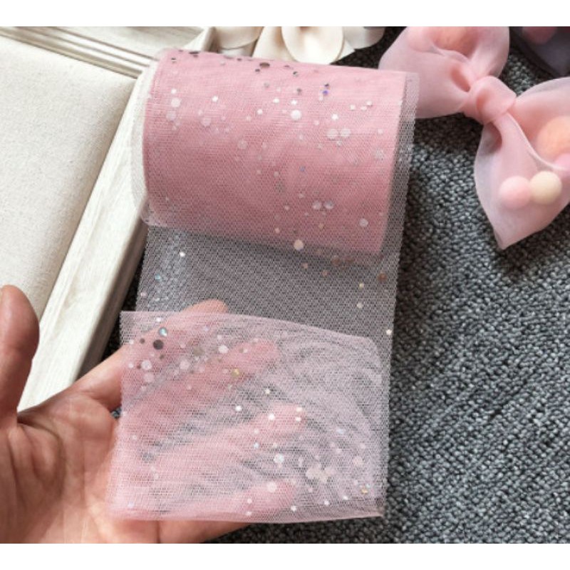 Ruy băng nhũ kim tuyến bản 10cm  làm phụ kiện handmade