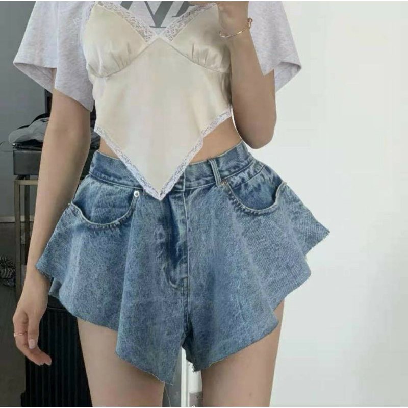 Quần shorts Jeans Xòe ống rộng tuarua🔥 | BigBuy360 - bigbuy360.vn