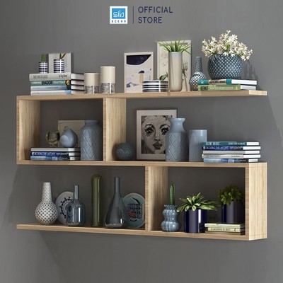 Giá Sách Treo Tường 3 Tầng Dài 120cm, Cao 55cm Rộng 15/20cm SIB Decor KT36-120