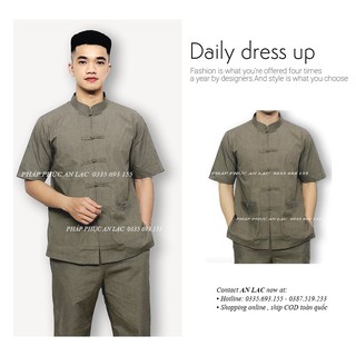 Bộ nam có cổ mặc hè lịch sự vải tixi cao cấp