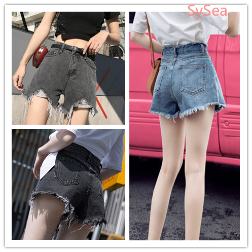 Quần Short Jean Rách Lưng Cao Phong Cách Hàn Quốc