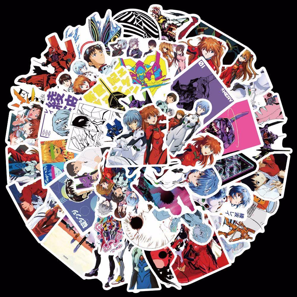 Nhãn Dán Anime Evangelion Bằng PVC Chống Nước Trang Trí Sổ Tay / Vali / Laptop / Hành Lý