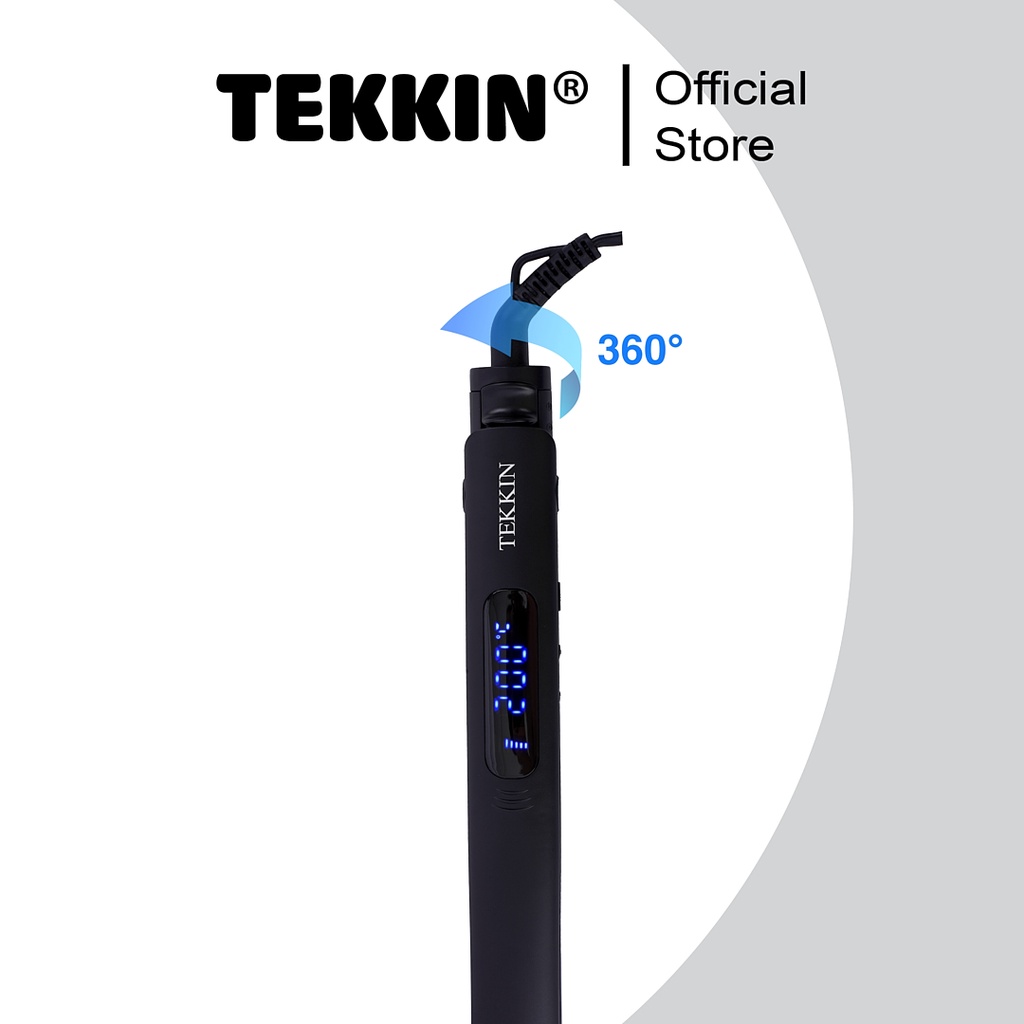 Máy Duỗi Tóc TEKKIN TI-615 8 Mức Nhiệt Có Led Siêu Mỏng Nhẹ Gốm Tourmaline Có Khóa Gập 3 IN 1 Uốn Duỗi Xoăn