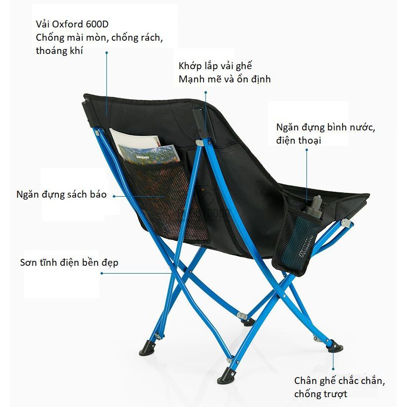 Ghế Xếp Dã Ngoại Naturehike YL04 NH18X004-Y, CHỊU TẢI 120KG thích hợp cho cắm trại, du lịch Đi Outdoor