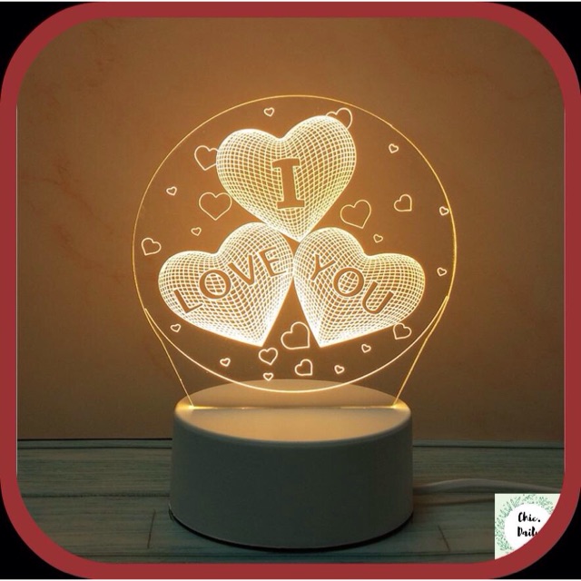 Quà tặng người thân yêu cực ý nghĩa, Đèn ngủ 3D I love you xinh lung linh, cực sáng tạo để bàn đẹp