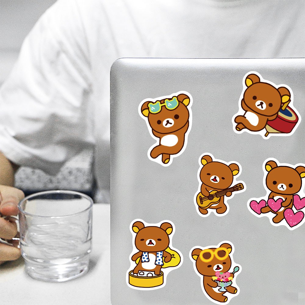 Set 50 Miếng Dán Chống Nước Hình Gấu Đáng Yêu Trang Trí Đa Năng