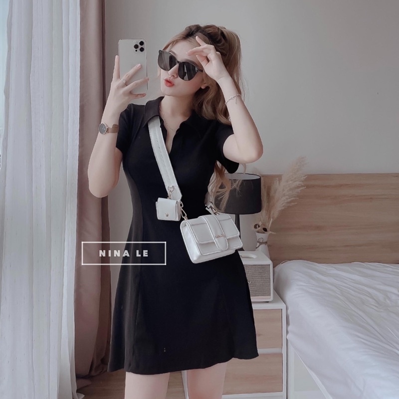 Váy Thun Cotton Đen Trơn Basic (cotton loại 1) đầm thun form A đơn giản