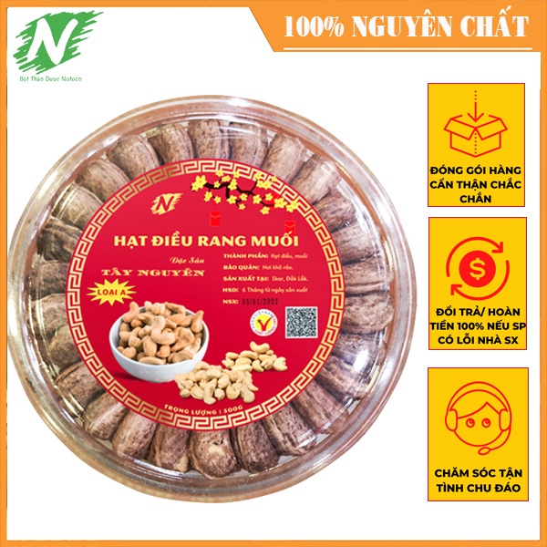 Hạt Điều Rang Muối Vỏ Lụa Nguyên Hạt (Loại A - Size Cồ) 500gr