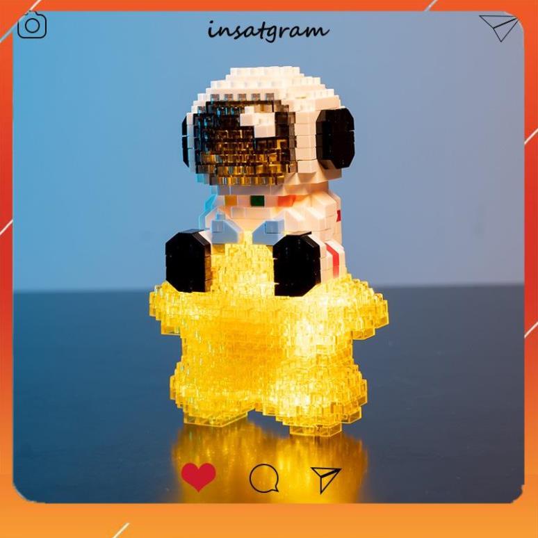 Mô hình lắp ráp Phi Hành Gia Mini phát sáng tặng búa+ lật đật, đồ chơi xếp hình