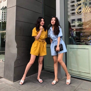 Bộ jumpsuit đũi mùa hè