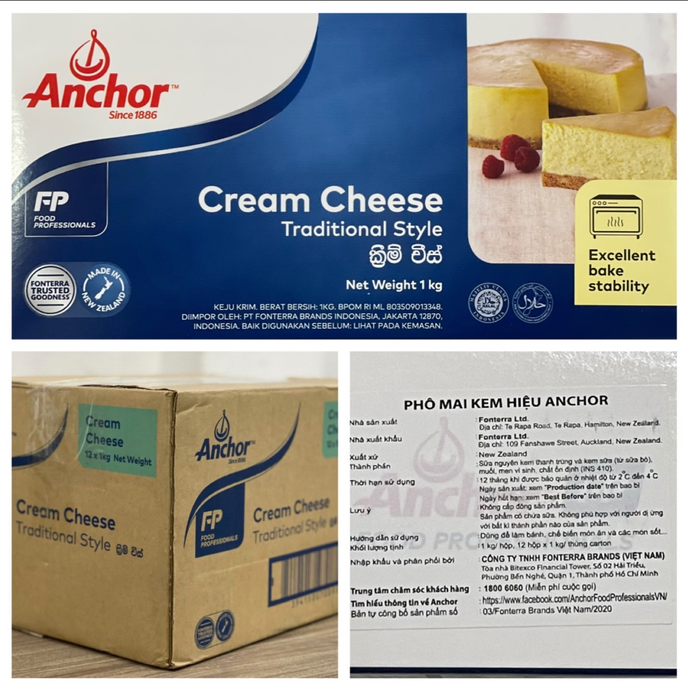 Phô mai Kem hiệu Anchor (Cream cheese Anchor) hộp 1kg. Hàng công ty có sẳn giao ngay | BigBuy360 - bigbuy360.vn