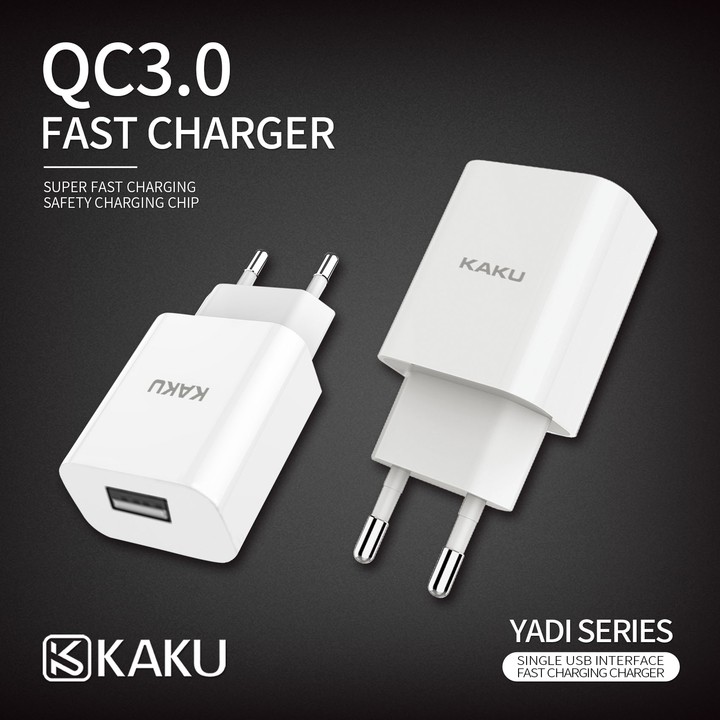 Cốc sạc nhanh KAKU - Chuẩn QUICK CHARGE 3.0A 18W - sạc chống cháy cách nhiệt - Củ sạc nhanh cục sạc nhanh