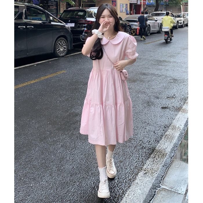 Đầm Hồng Cổ Búp Bê Phong Cách Thời Trang Nhật Bản Dễ Thương Xinh Xắn Cho Nữ