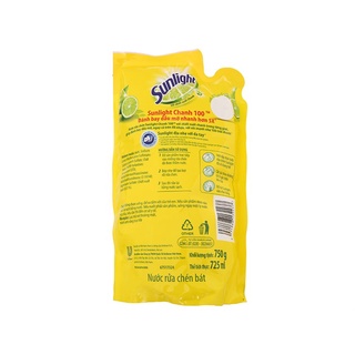 (Mẫu Mới 720g) Nước rửa chén Sunlight túi 750g