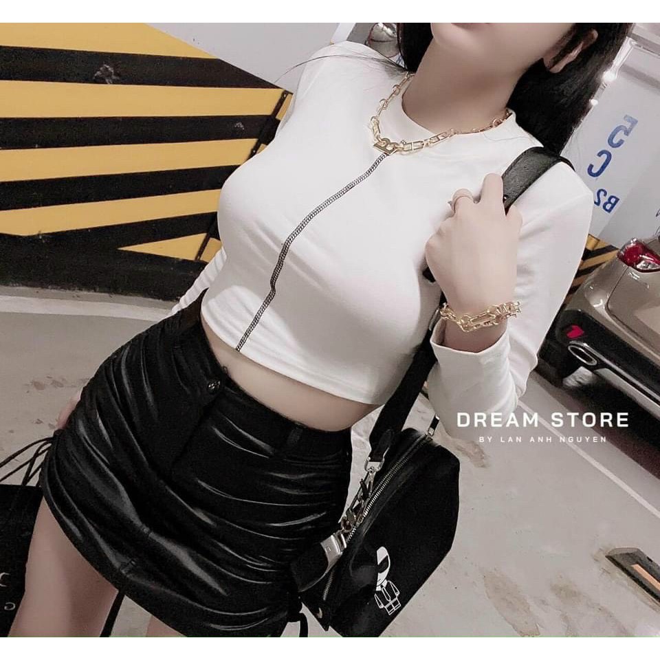 Chân Váy Da Rút Dây 2 Bên Xịn Xò,Chân Váy Da Nữ-LY STORE