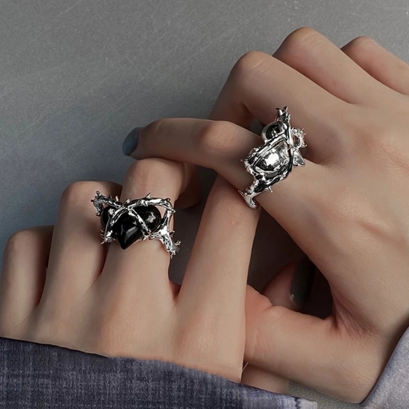 Nhẫn Hở Hình Trái Tim Phong Cách Harajuku Độc Đáo