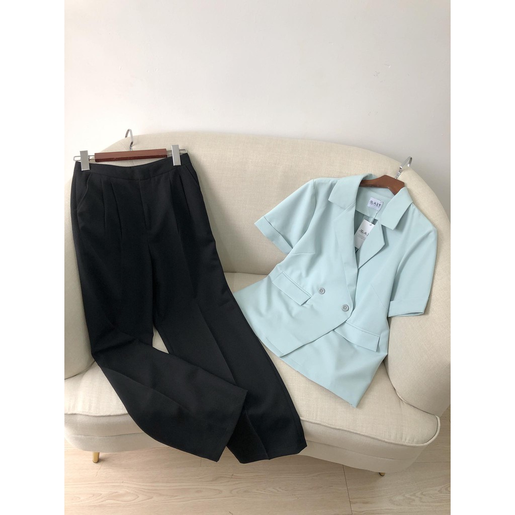 [Mã FAGREAT1505 giảm 8% tối đa 50K đơn 250K] ÁO - SHORT BLAZER - MINT - Áo blazer tay ngắn màu mint | BigBuy360 - bigbuy360.vn