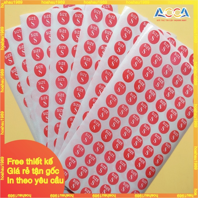 Decal dán size quần áo_Sticker dán size mac_Nhãn Size quần áo_Đủ size_Hàng bán sẵn, nhận in theo yêu cầu