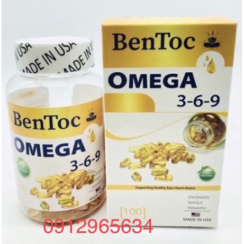 Omega 369 bentoc nhập khẩu nguyên hộp từ Mỹ bổ sung dưỡng chất bảo vệ sức khoẻ sáng mắt đẹp da ngăn lão hoá