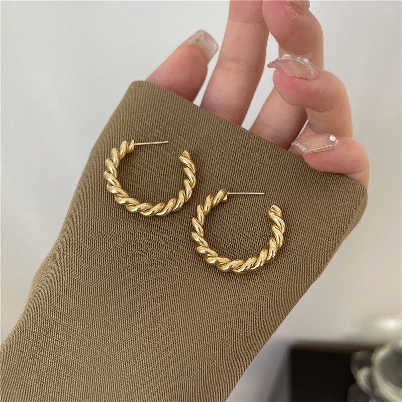 [JUNG/Jung Accessories] Bông tai/Hoa tai hợp kim Bông tai tròn xoắn phong cách Hàn Quốc