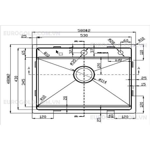 Chậu rửa chén 1 hố inox 304 - bảo hành gỉ vĩnh viễn