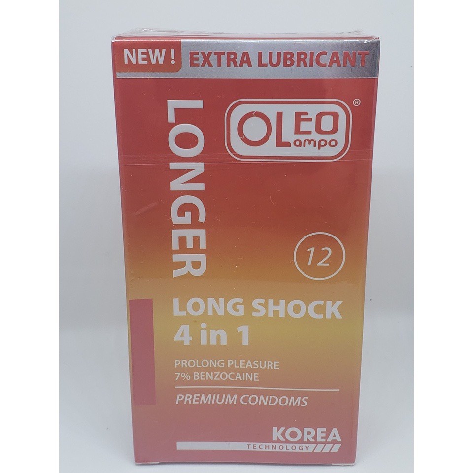 Bao Cao Su OLEO LAMPO LONGSHOCK 4in1 New EXTRA LUBRICANT hộp 12 cái ( che tên sản phẩm )