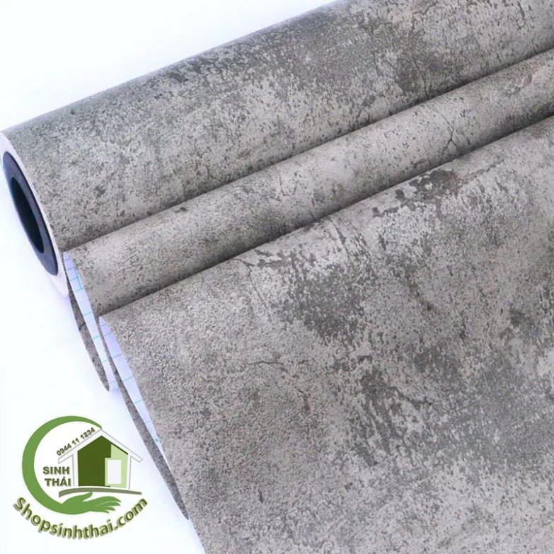 Decal giấy dán tường giả xi măng bê tông màu xám khổ 45cm - chọn kích thước
