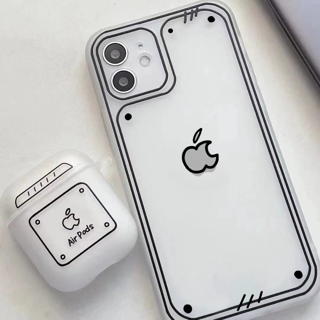 Ốp Điện Thoại Silicon Hai Chiều Màu Trắng Đen Cho iPhone14 pro max Apple 13 12 11 / 7 / 8p / xs