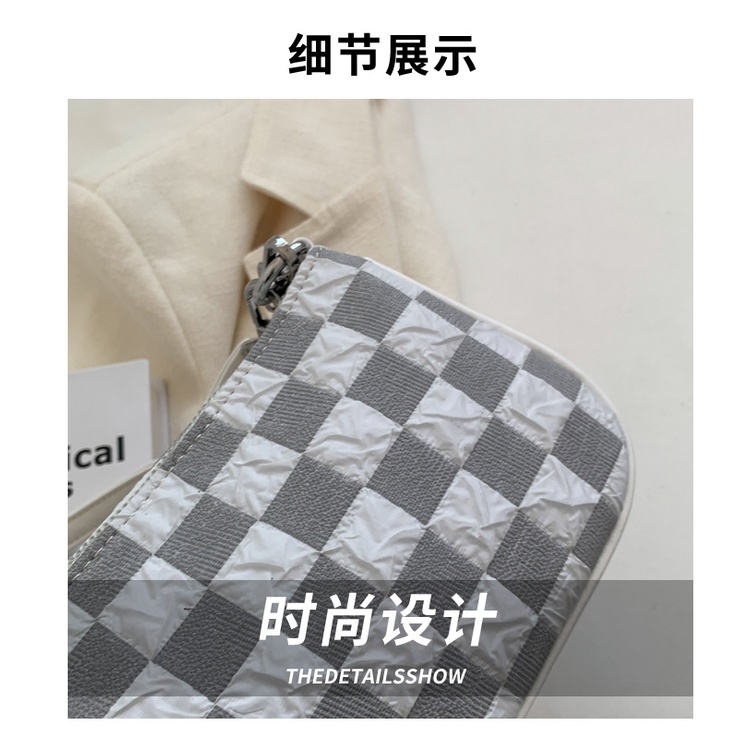 Túi đeo chéo JASMIN NOIR vải canvas phối chuỗi dây xích thời trang cho nữ