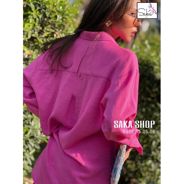 Áo sơ mi nữ hồng sen dài tay đũi lụa tơ đi làm công sở văn phòng đi chơi đi học không nhăn
