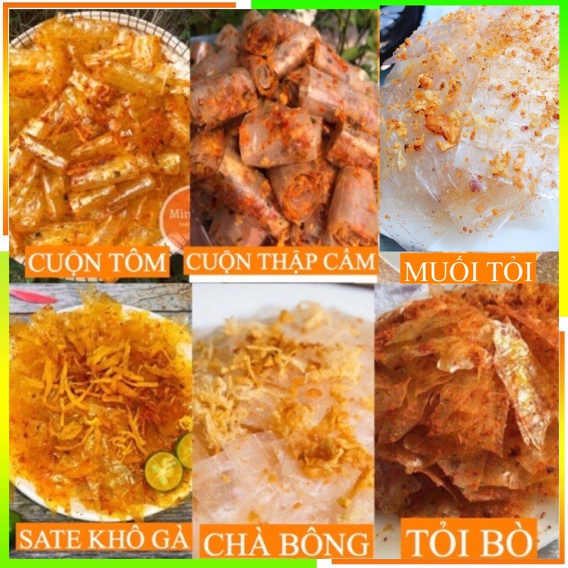 [Mã 2010FMCGSALE giảm 8% đơn 500K] Bánh tráng tỏi bò, khô gà, chà bông.xì ke, cuộn thập cẩm, cuộn tôm