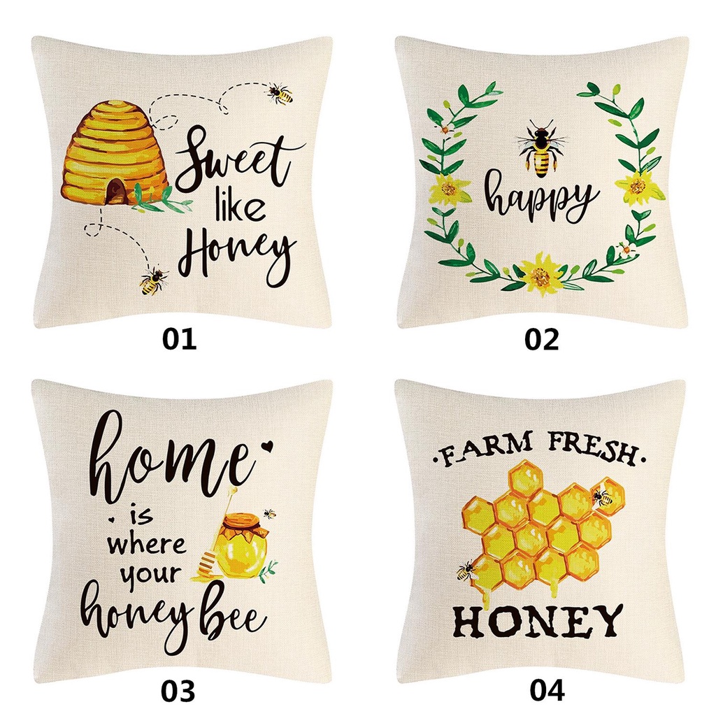 LONTIME Áo Gối Kích Thước 18X18 inch Với Họa Tiết Hình Con Ong Dùng Trang Trí Nông Trại