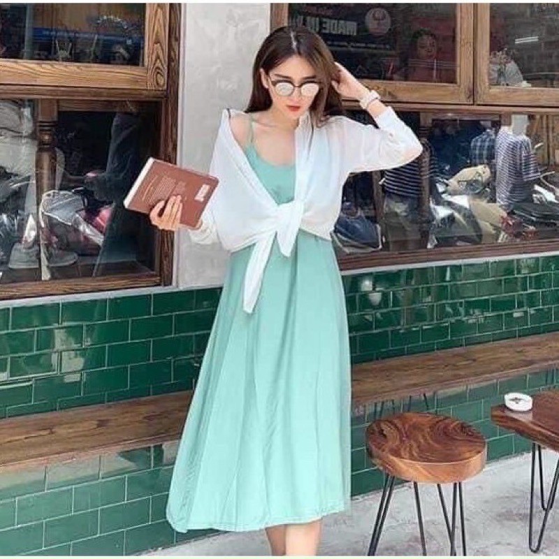 Váy Đũi Hàn Hai Dây, Đầm Dài Dáng Maxi Trơn Siêu Đẹp Đi Biển | BigBuy360 - bigbuy360.vn