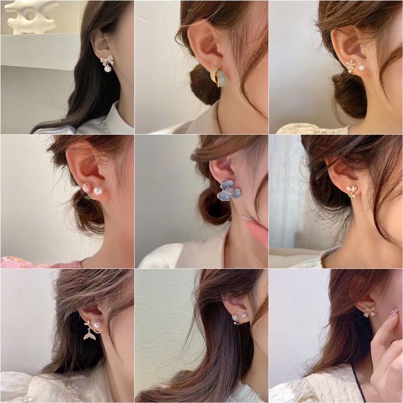 ✨Miss Jolie✨Bông Tai Mạ Bạc 925 Kiểu Dáng Đơn Giản Sang Trọng Phong Cách Retro