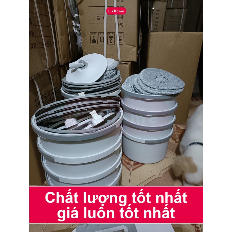 Bộ chổi lau nhà thông minh tách nước tự vắt xoay 360 độ, cây lau nhà tách nước sạch nước bẩn có vòi xả - LTN