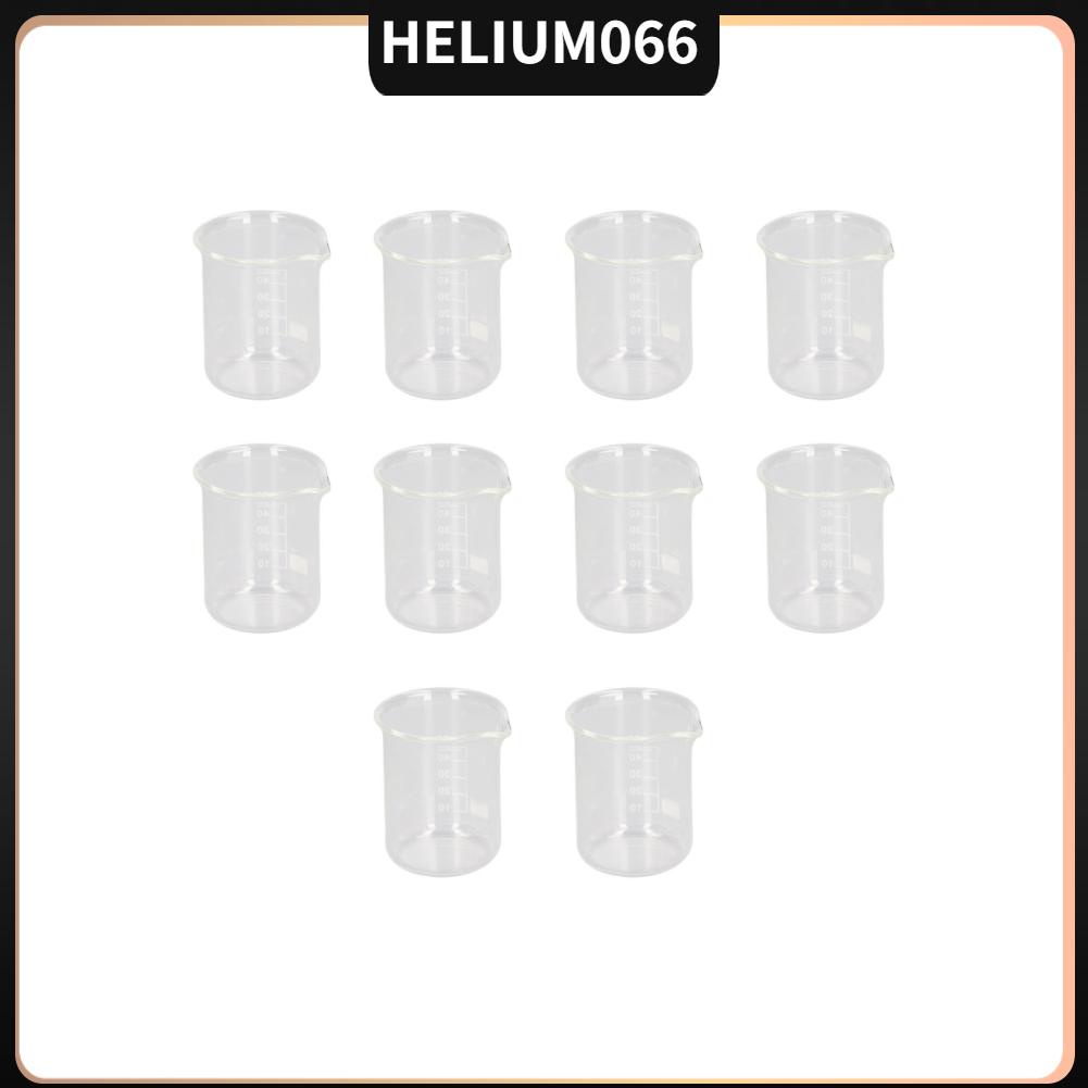 [Hàng mới về] Set 10 cốc thí nghiệm chia vạch tiêu chuẩn trong suốt bằng thủy tinh dày hình trụ 50ml