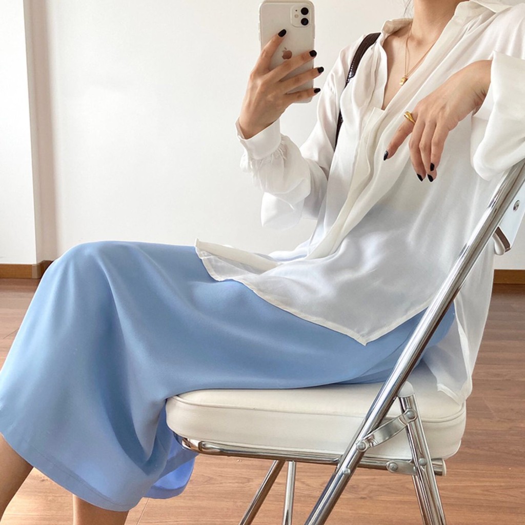 Chân Váy Dài Qua Gối Xẻ Sườn Phong Cách Ulzzang V30