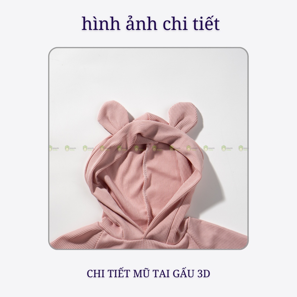 Bộ Dài Tay Len Gân Bé Gái, Bé Trai KIMCHIBABY Hoạ Tiết Tai Thú 3D Dễ Thương, Bộ Quần Áo Trẻ Em Thu Đông CKTD05