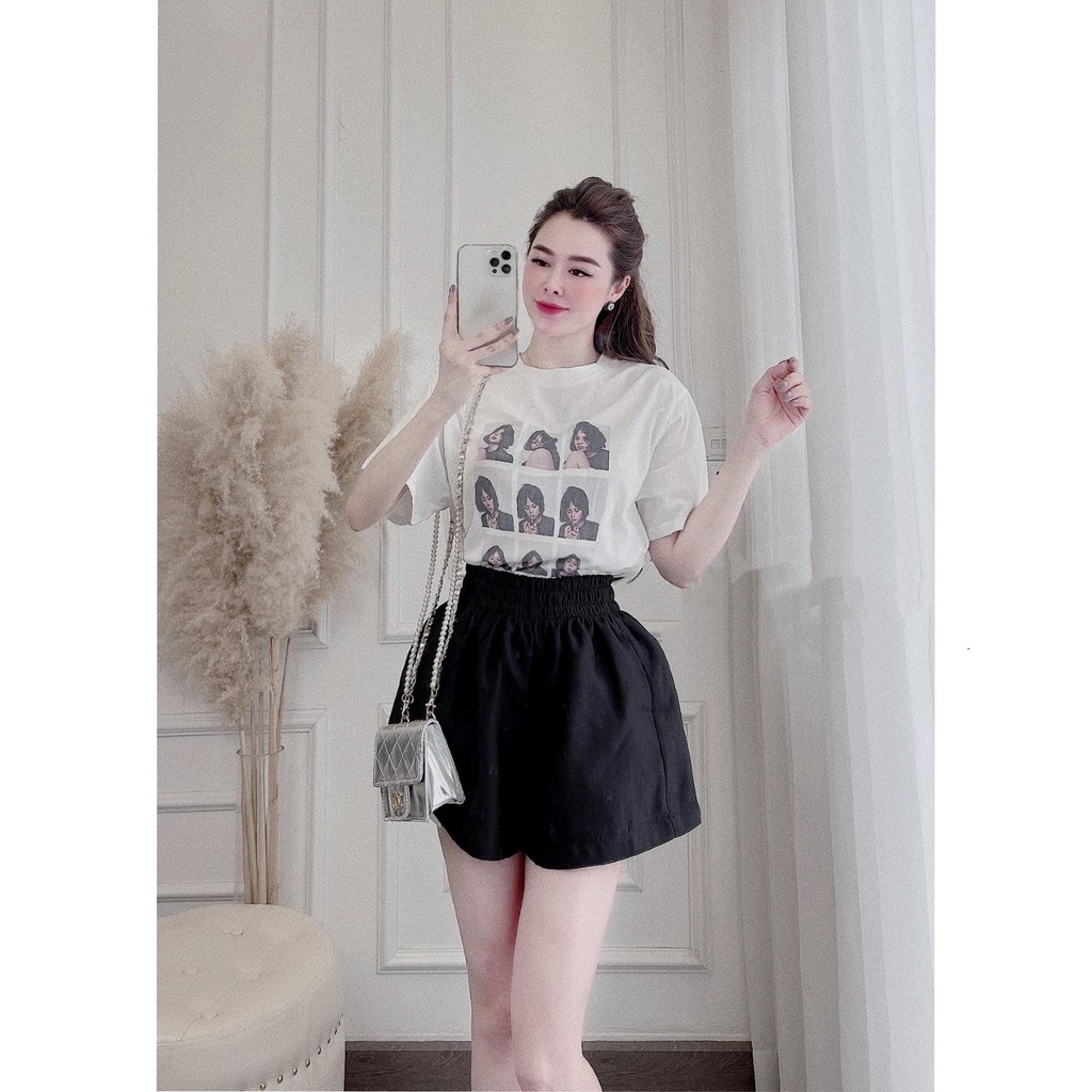 Quần short da nữ Quảng Châu cạp chun bản to dáng phồng trẻ trung siêu xinh, Quần đùi nữ rẻ đẹp cá tính