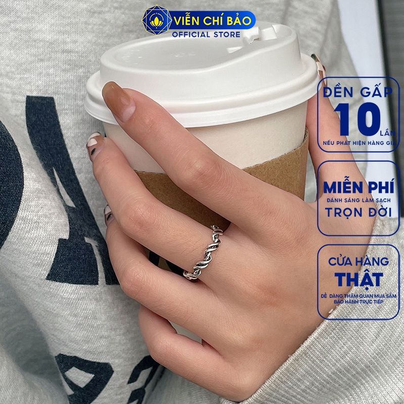 Nhẫn bạc nữ xoắn trơn chất liệu bạc 925 thời trang phụ kiện trang sức nữ thương hiệu Viễn Chí Bảo
