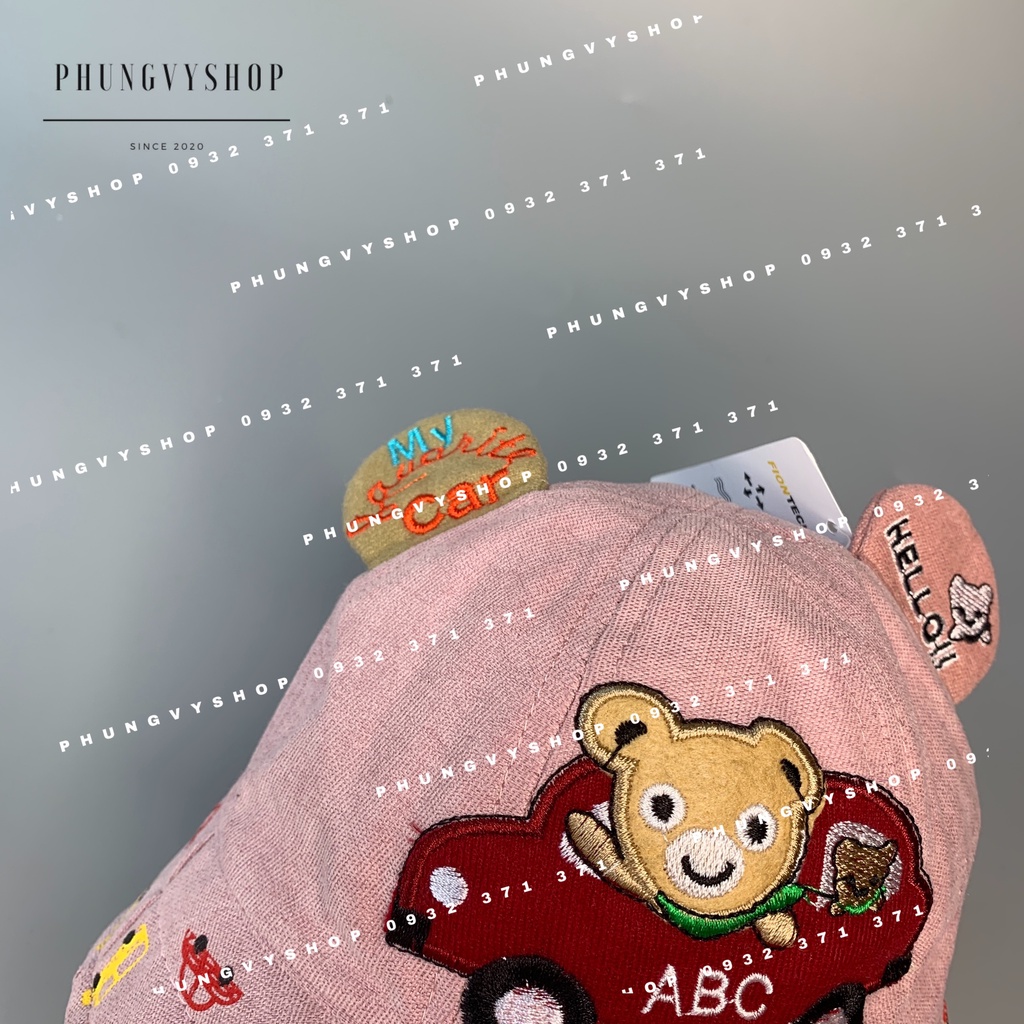 (Bé &lt;15 tháng/ Vòngđầu 47.5cm) Mũ CHỐNG GIỌT BẮN cho bé trai bé gái - BÉ ĐI XE HƠI- Nón cản bụi trẻ em