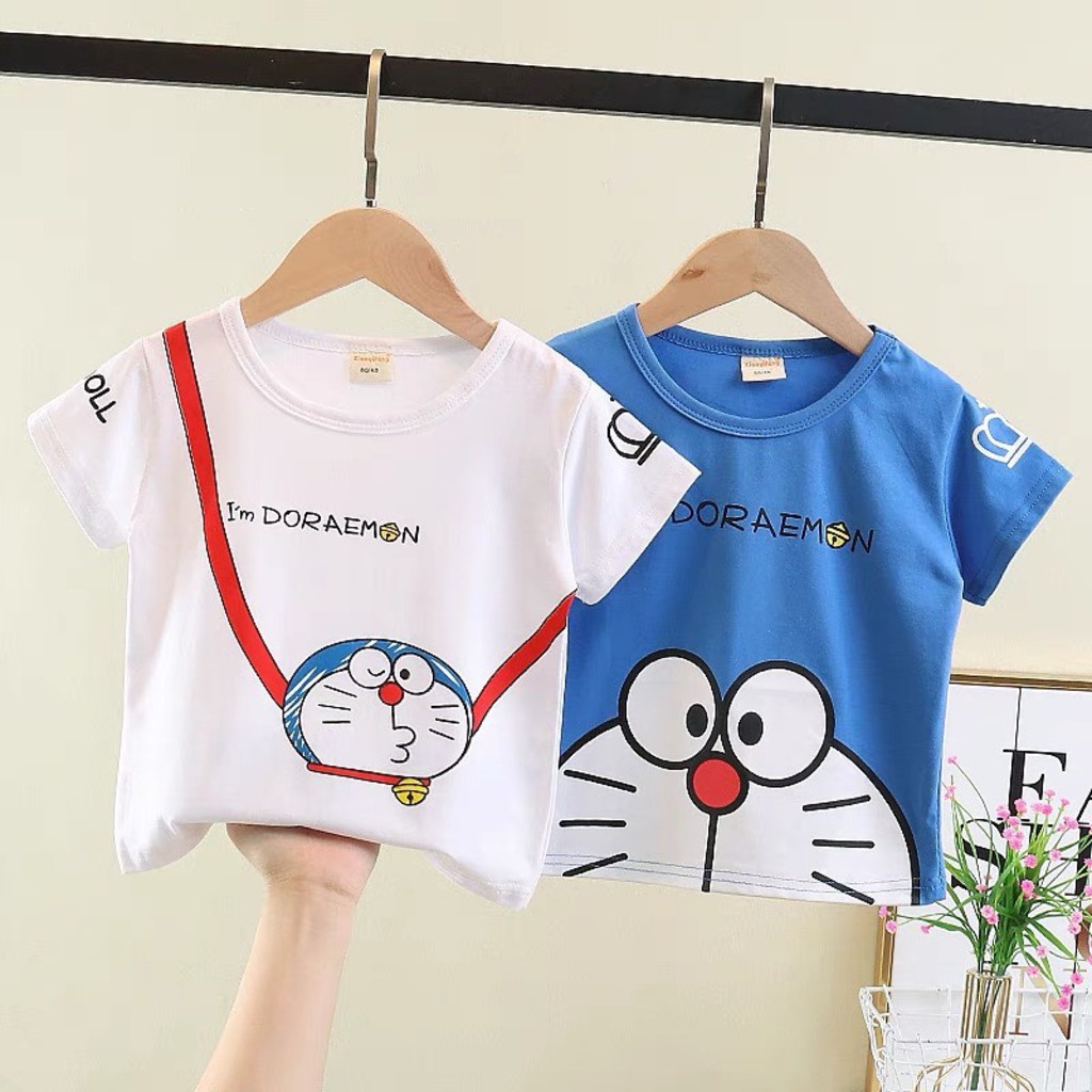Áo cộc tay Doraemon và chú khủng long dễ thương cho bé 6-18kg QATE0512_BinBon KIDS