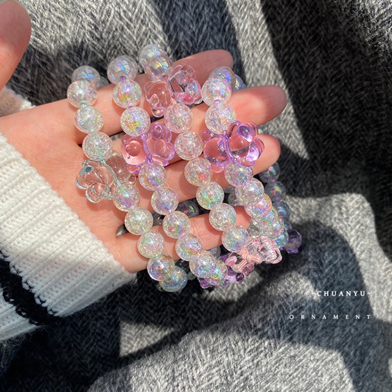 Dây buộc tóc đính hạt pha lê hình gấu dễ thương cho nữ